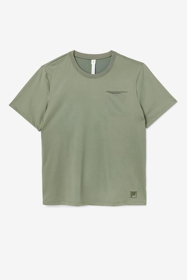 Fila Tie Breaker Vented Crew Tennis Men's T-Shirts - Green/Grey,NZ 824-51089